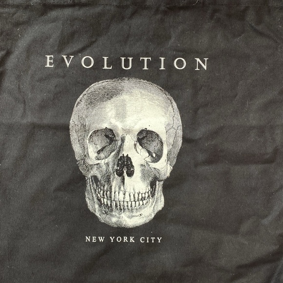 Evolution New York City Store Skull Skeleton Head Black Cotton Tote - Picture 2 of 8